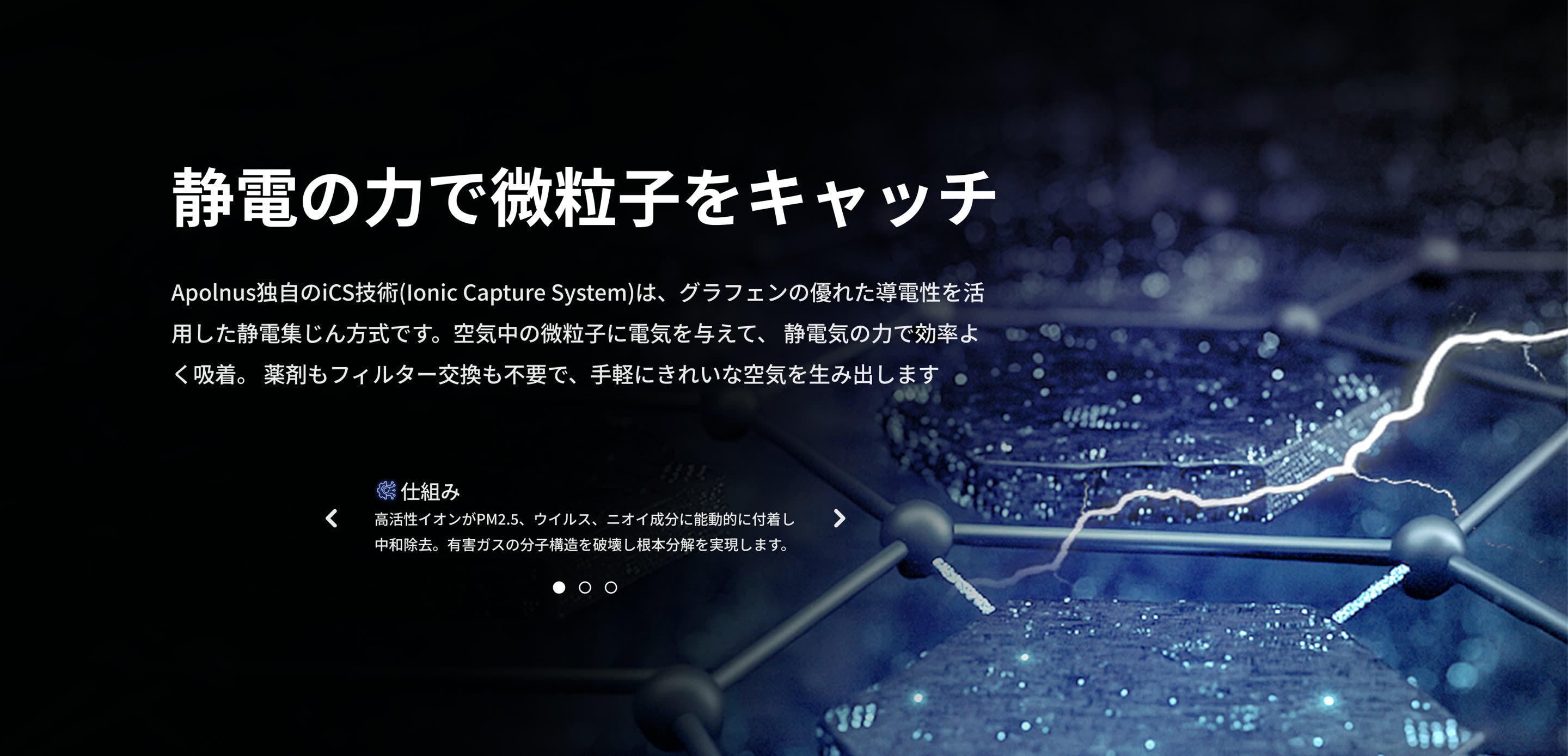 静電の力で微粒子をキャッチ iCS